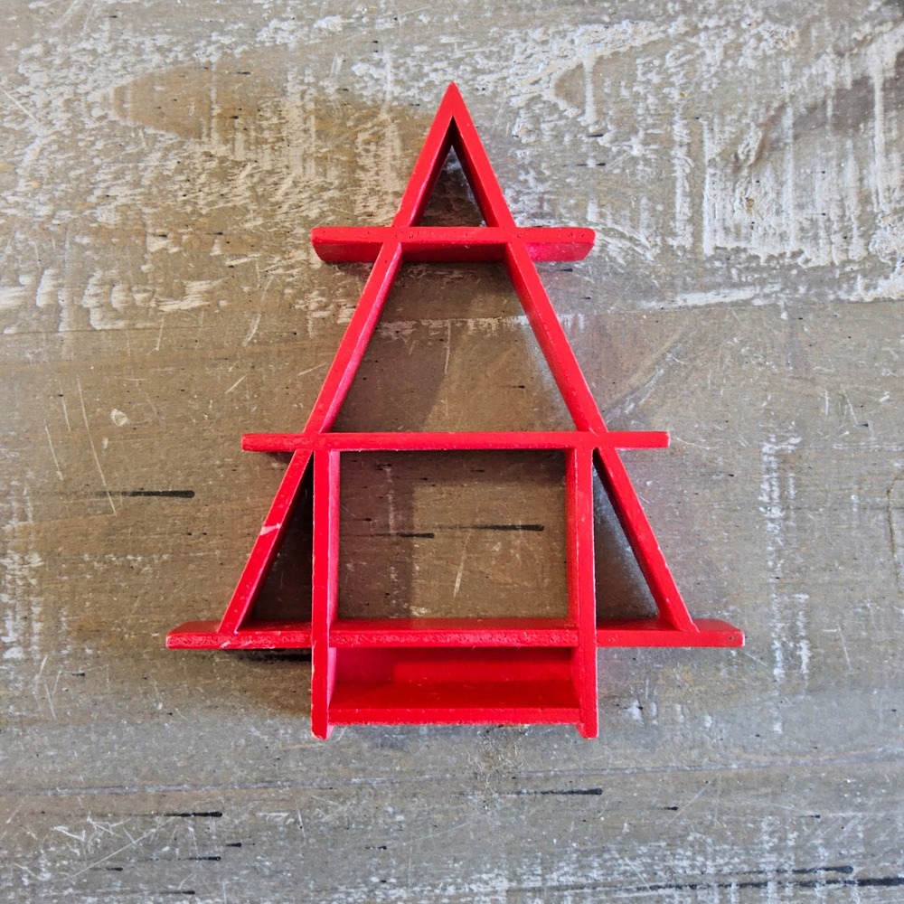 Book Shelf Miniature Dollhouse Red Christmas Tree Display Diorama Shadow box